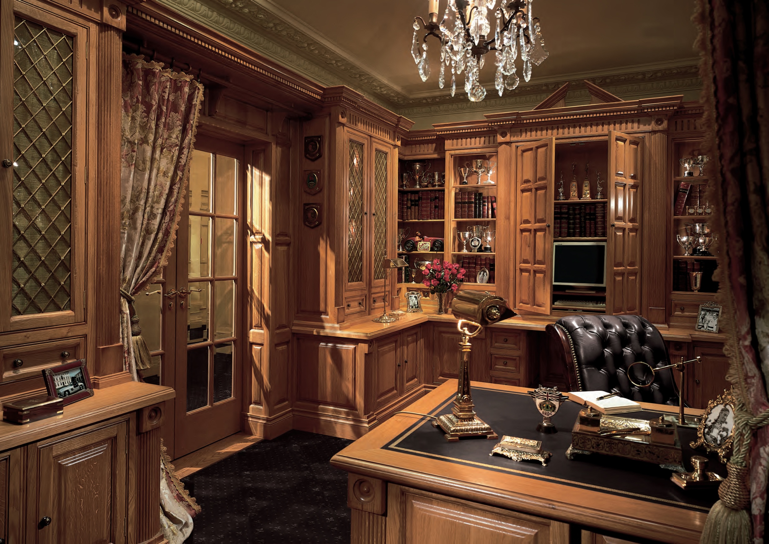 A Luxury Home Office With Oak Design 